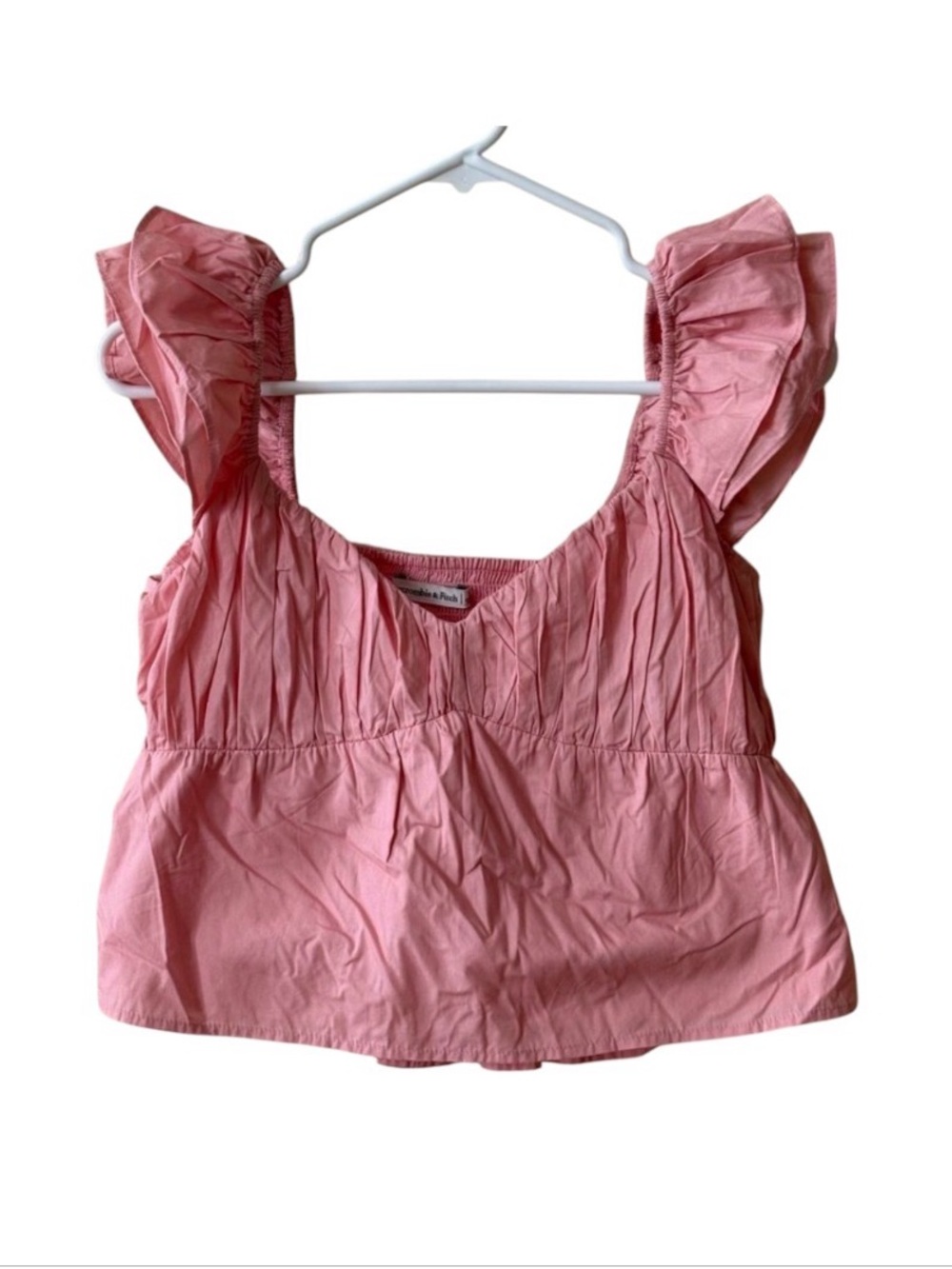 Abercrombie & Fitch Pink Ruffle Sleeve Crop Top